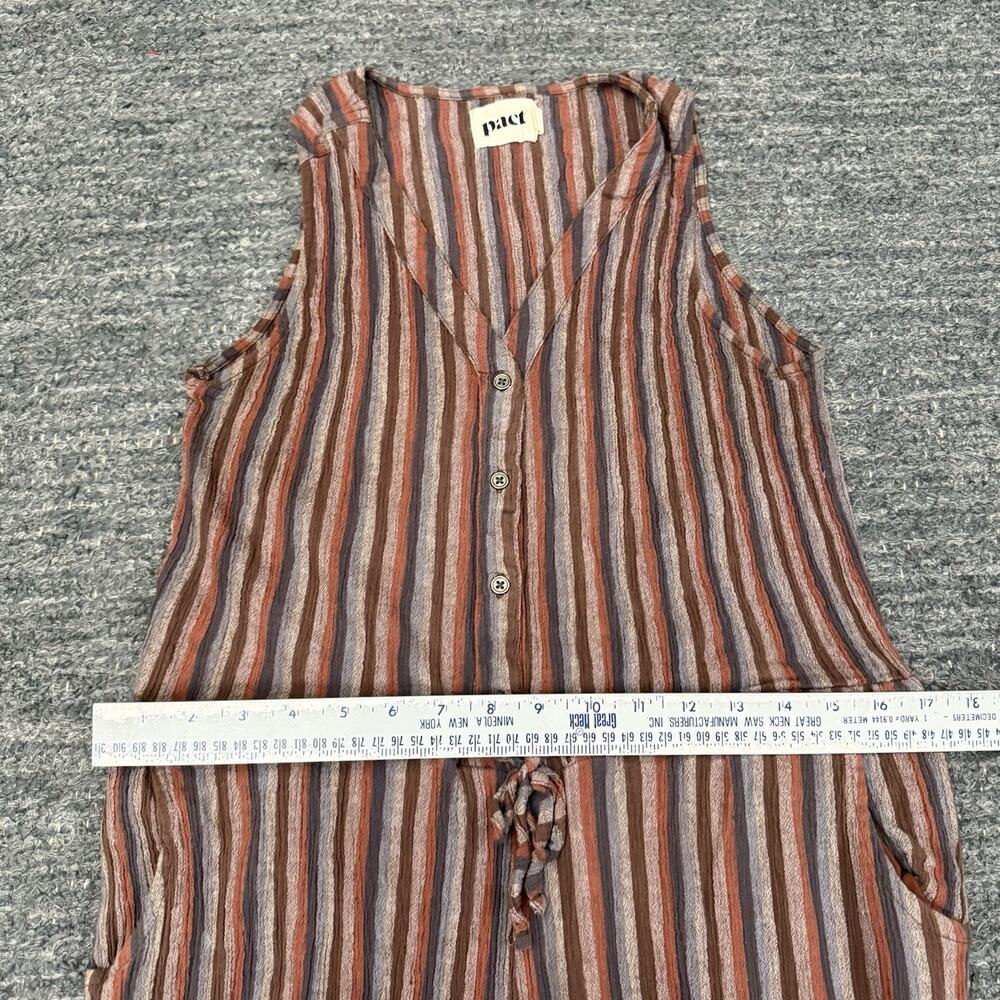 PACT Jumpsuit Women Medium Brown Stripe Gauzy Organic Cotton Sleeveless Crop - Picture 6 of 12